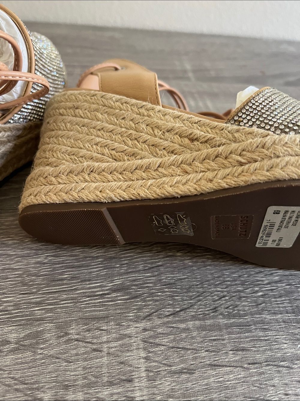 New SCHUTZ Celinah Nappa Leather Espadrille Women’s 6B - Picture 6 of 8